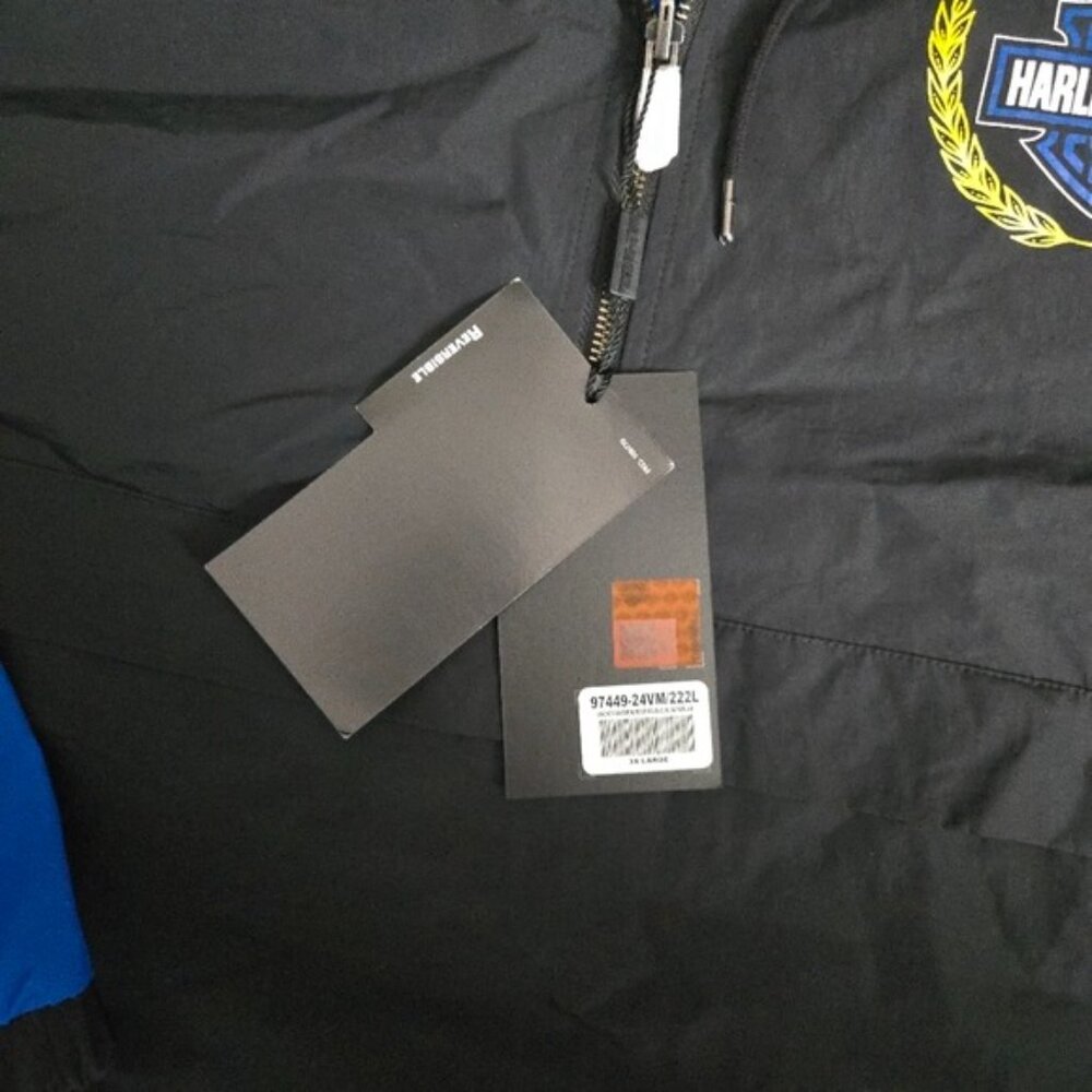 Harley-Davidson Black and Blue Racing Hoodie Men 3XL Reversible 012026 - Picture 8 of 10